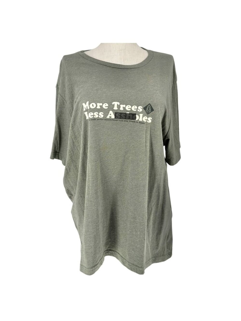 More Trees Less A$$h0les Alaska Graphic Tee 3XL Green Cotton Blend Bella+Canvas